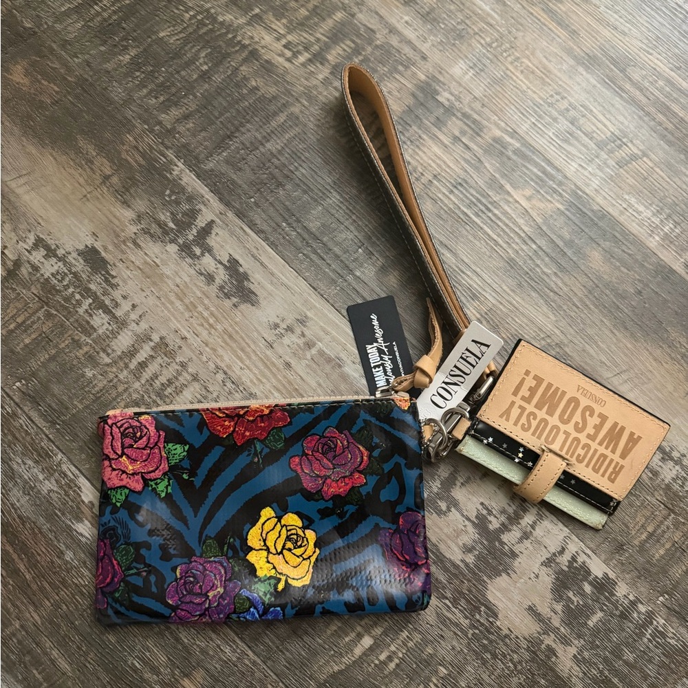 Consuela Floral Wristlet Clutch with Vibrant Colors
